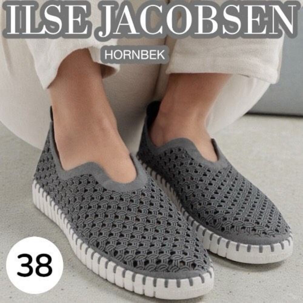 Ilse Jacobsen Women's Tulip 139 Perforated Slip On Comfort Shoes Gray Size 38